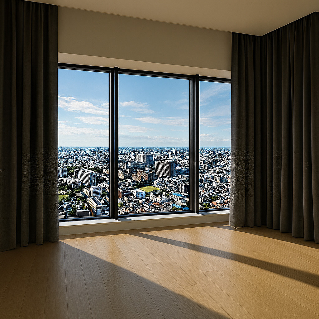 タワーマンションカーテン閉めっぱなし