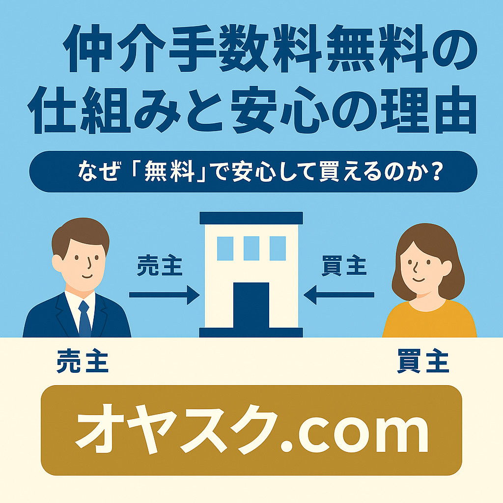 仲介手数料無料の仕組みを説明する図解イメージ。
