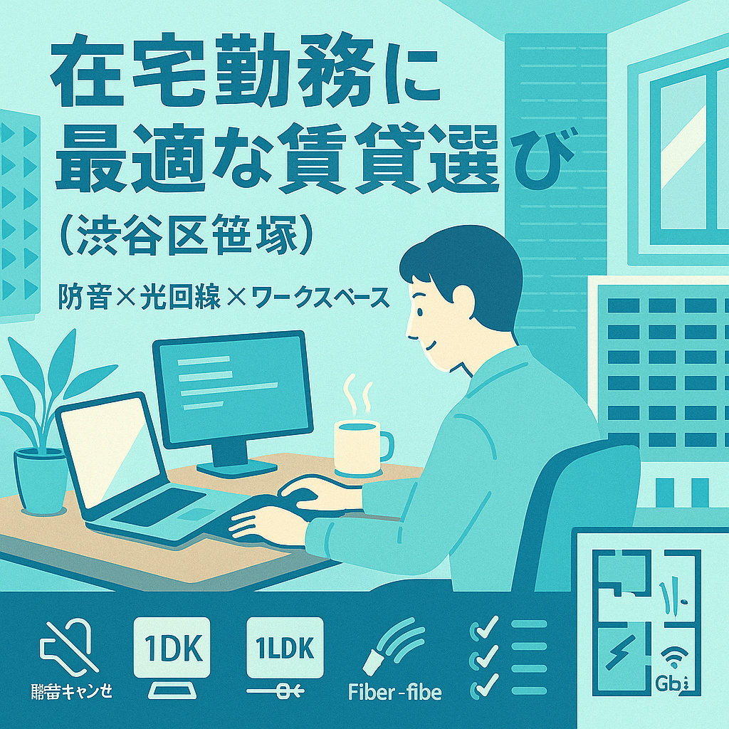在宅勤務向け賃貸を渋谷区笹塚エリアで探すなら？静かさと光回線マンションの選び方も紹介の画像