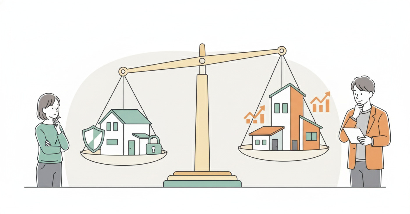 ハザードマップと将来の資産価値を検討するイメージ