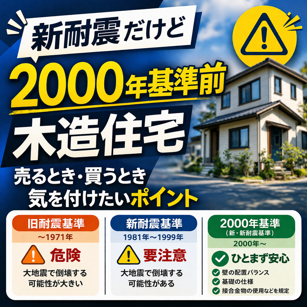 新耐震だけど2000年基準前の木造住宅、売るとき買うときに気を付けたいポイントの画像