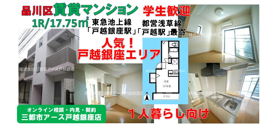 【戸越銀座駅】｜戸越銀座商店街近くの賃貸マンション1R・学生歓迎の画像