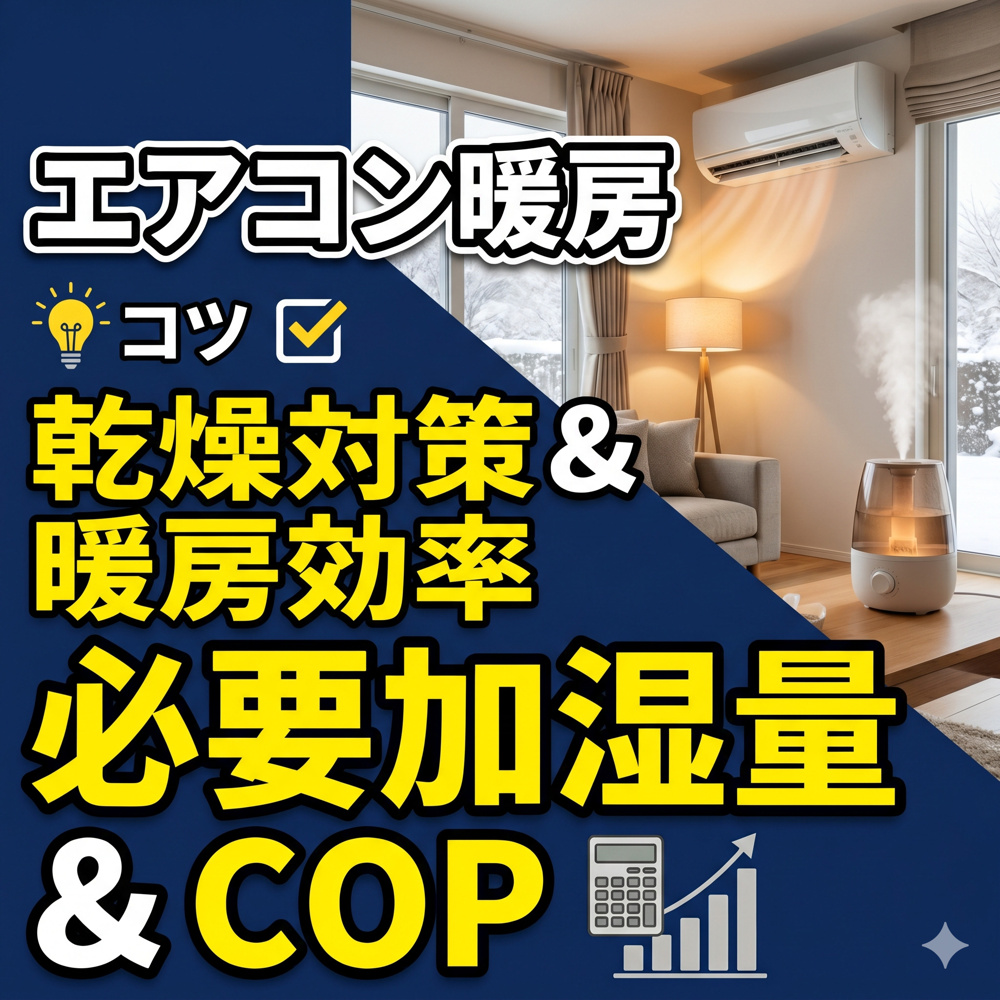 エアコン暖房COP＆必要加湿量シミュレーションの画像