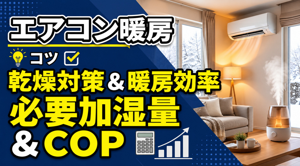 エアコン暖房COP＆必要加湿量シミュレーションの画像