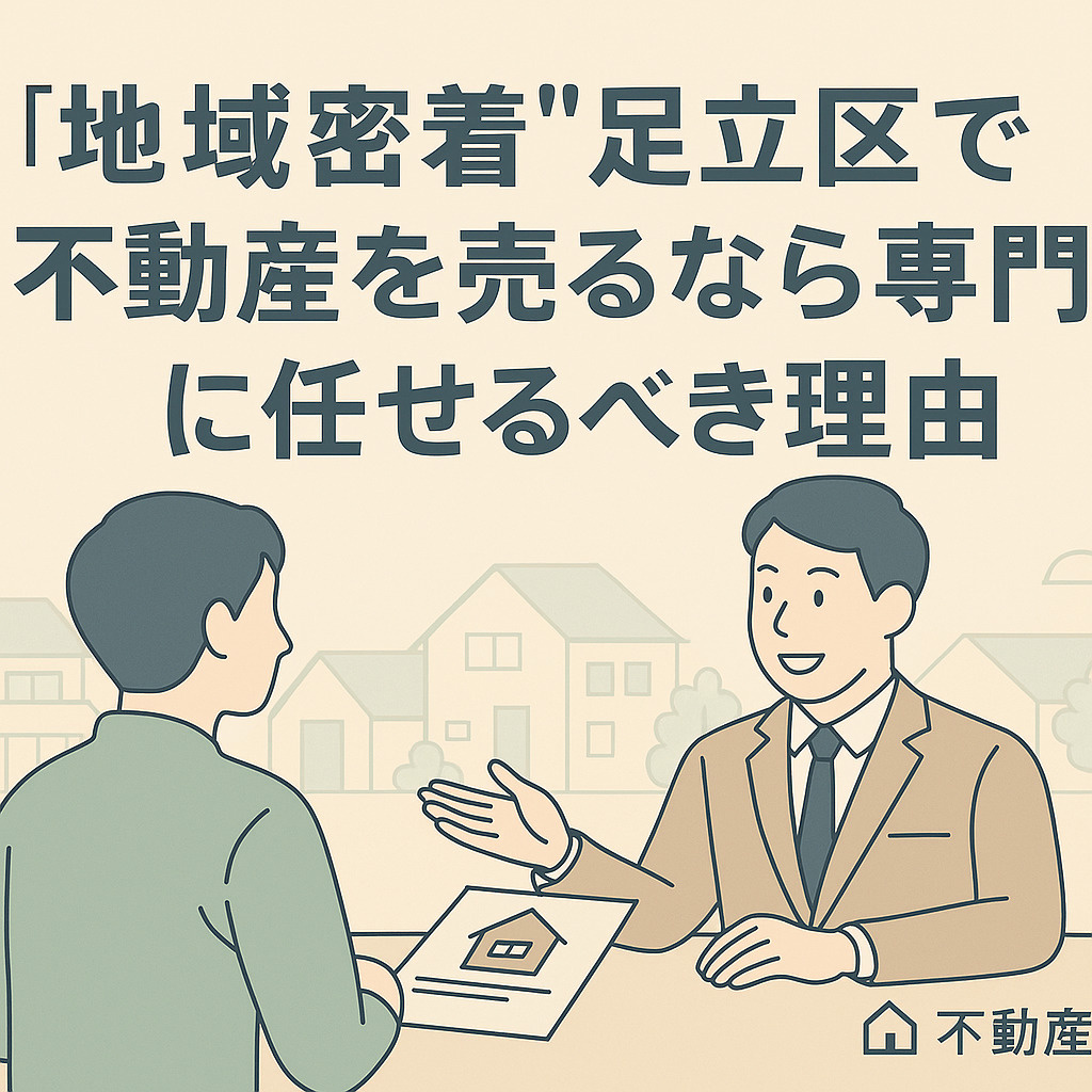 売買契約書や住宅のイラストを背景に、不動産スタッフが説明をするシーン。安心・安全・トラブルゼロを象徴する青×グレー基調のフラットデザイン。