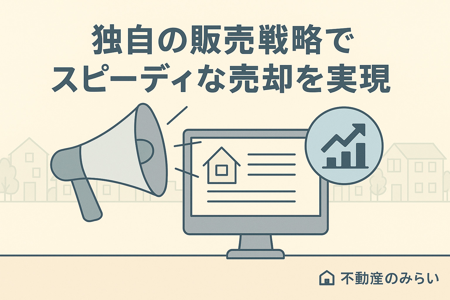 デジタル広告と地域チラシの両方を扱う不動産スタッフを描いたフラットイラスト。デジタル×アナログ戦略のイメージ。