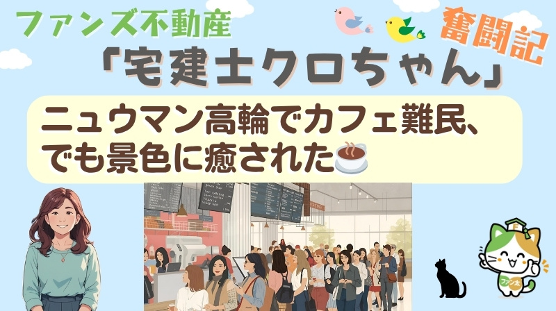 ニュウマン高輪でカフェ難民、でも景色に癒された☕｜ファンズ不動産「宅建士クロちゃんの奮闘記」の画像