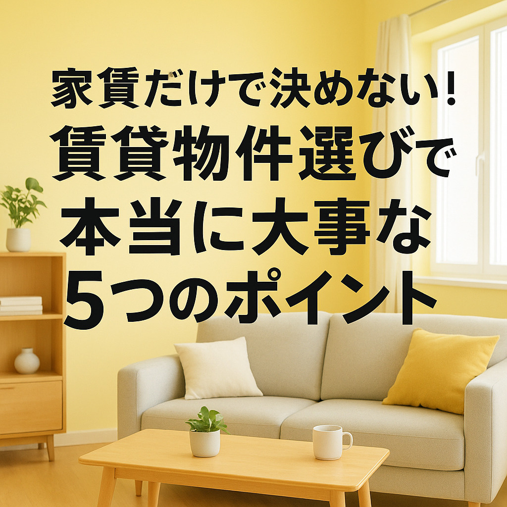家賃だけで決めない!賃貸物件選びで本当に大事な5つのポイント~名古屋 My賃貸~の画像