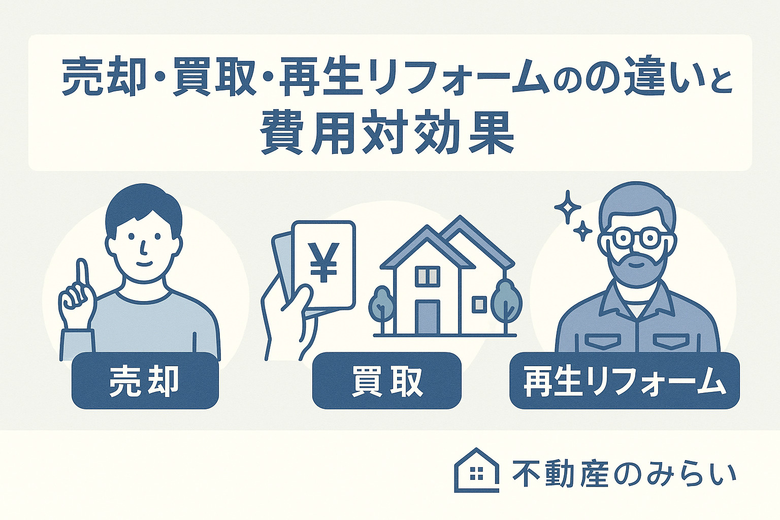 売却・買取・再生リフォームの違いと費用対効果を比較するインフォグラフィック