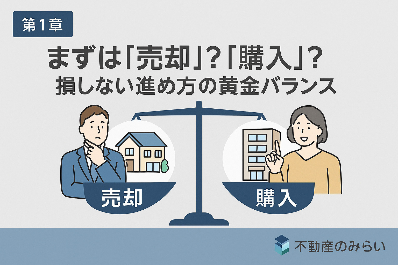 売却と購入のバランスを分かりやすく図解した不動産のみらいの不動産住み替え解説画像