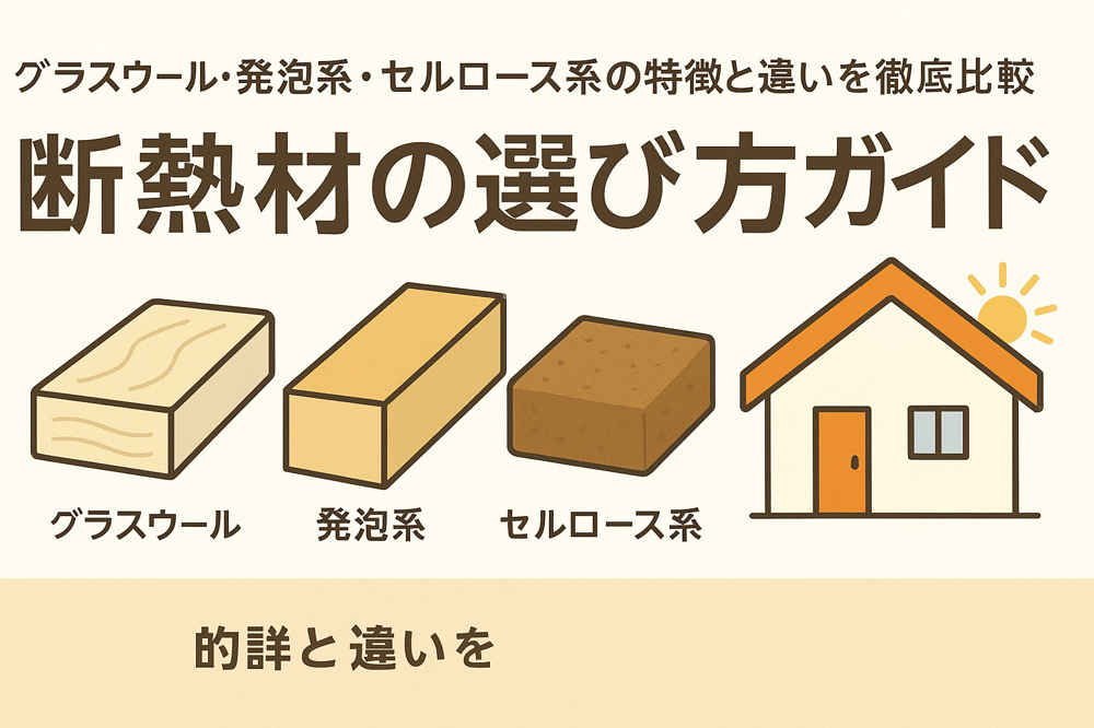 「断熱材の選び方ガイド｜グラスウール・発泡系・セルロース系の特徴と違いを徹底比較」の画像