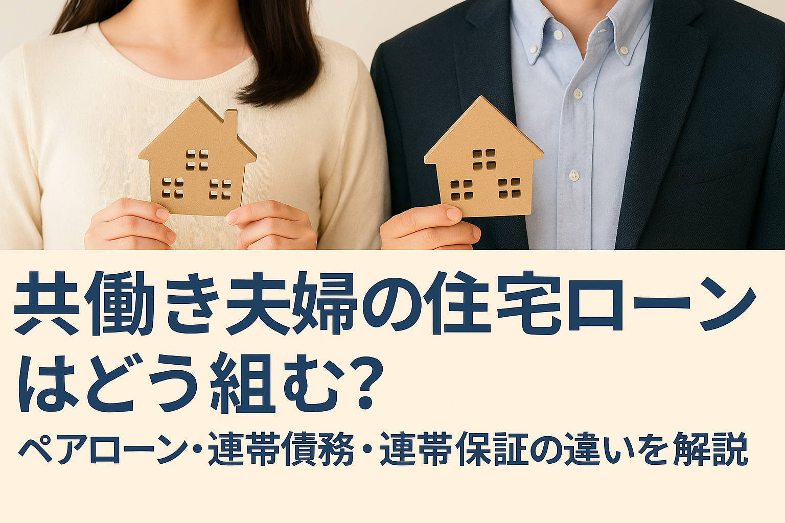 「共働き夫婦の住宅ローンはどう組む？ペアローン・連帯債務・連帯保証の違いを解説」の画像