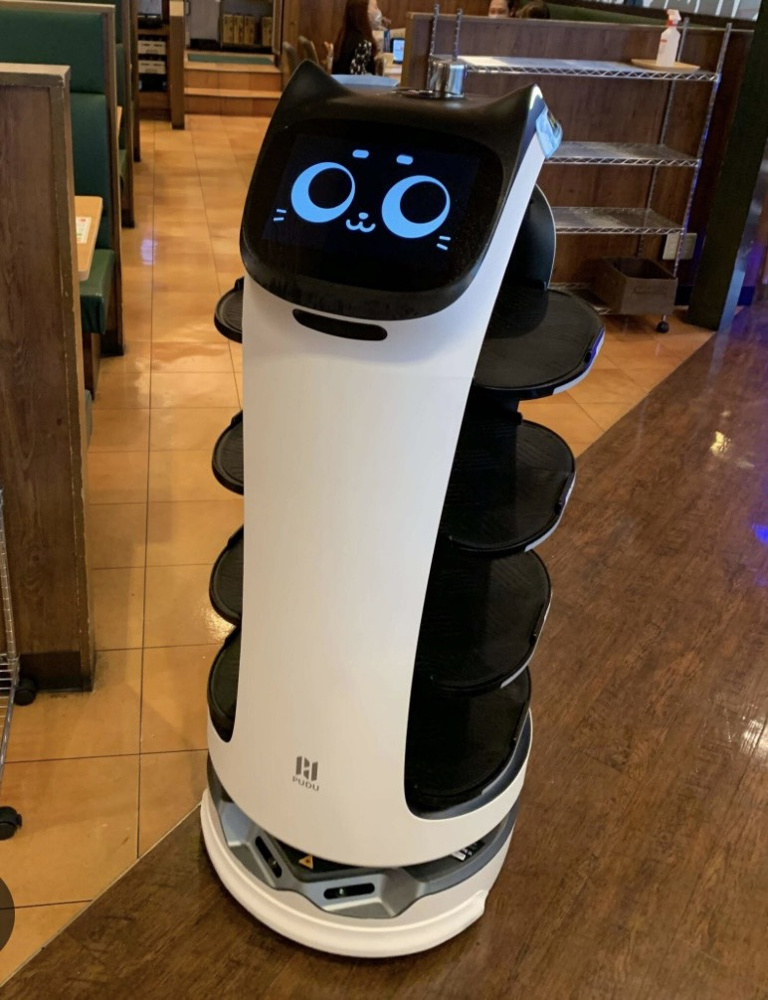 ネコ型配膳ロボットの名前は「BellaBot」の画像