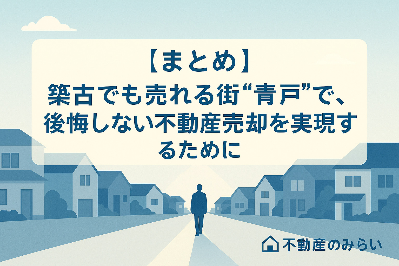 青戸で築古不動産を売却した後の新しいスタートを象徴する明るい住宅街のイラスト