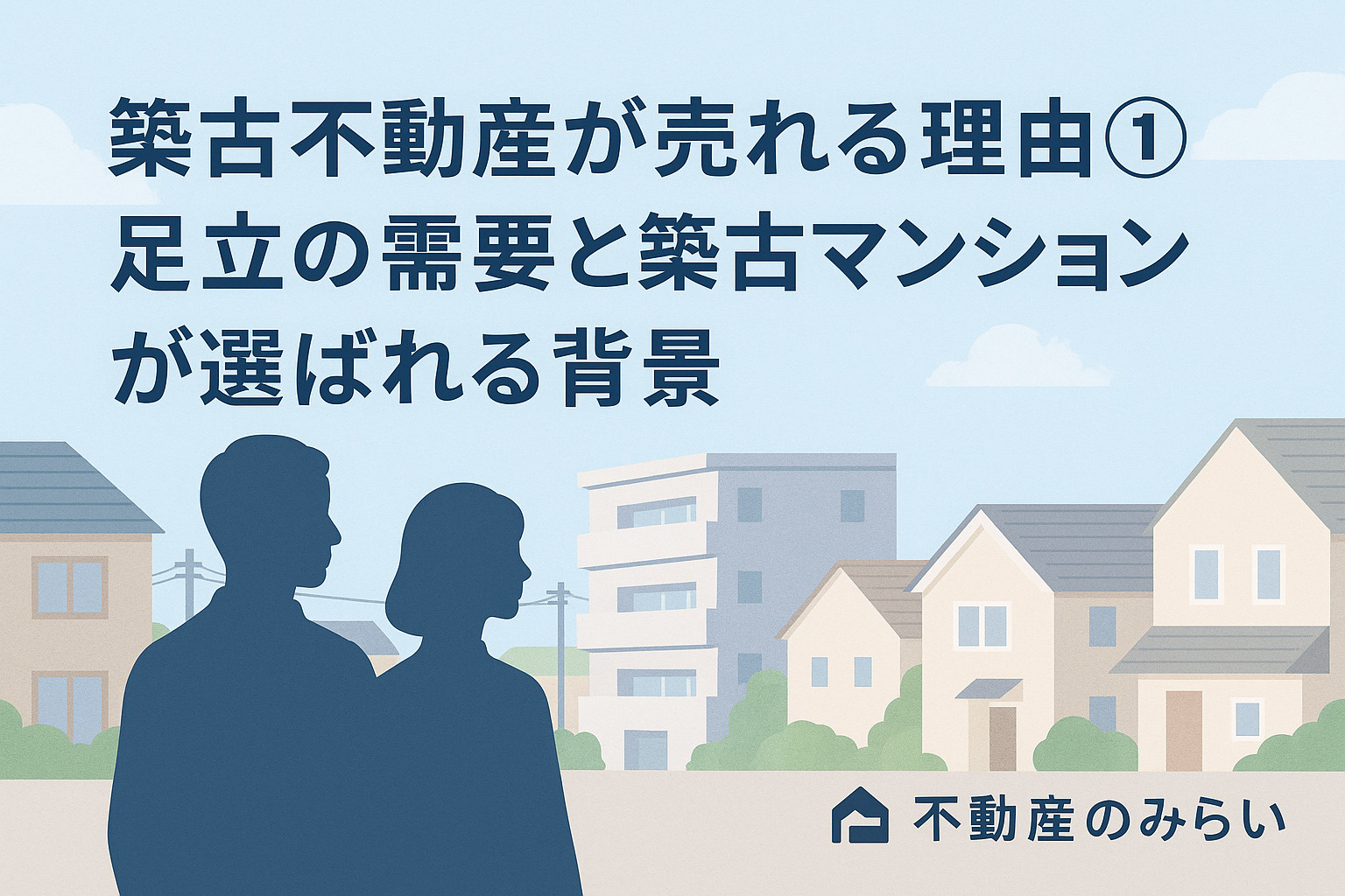 足立の中古マンション売却ポイントを表すマンションシルエット画像