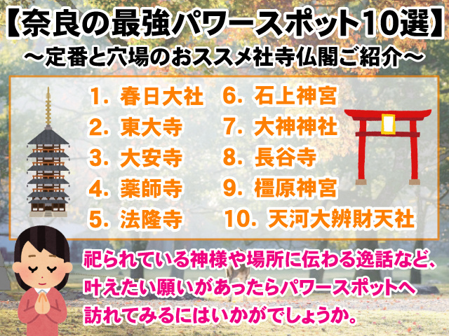 【奈良の最強パワースポット10選！】定番と穴場のおススメ社寺仏閣ご紹介