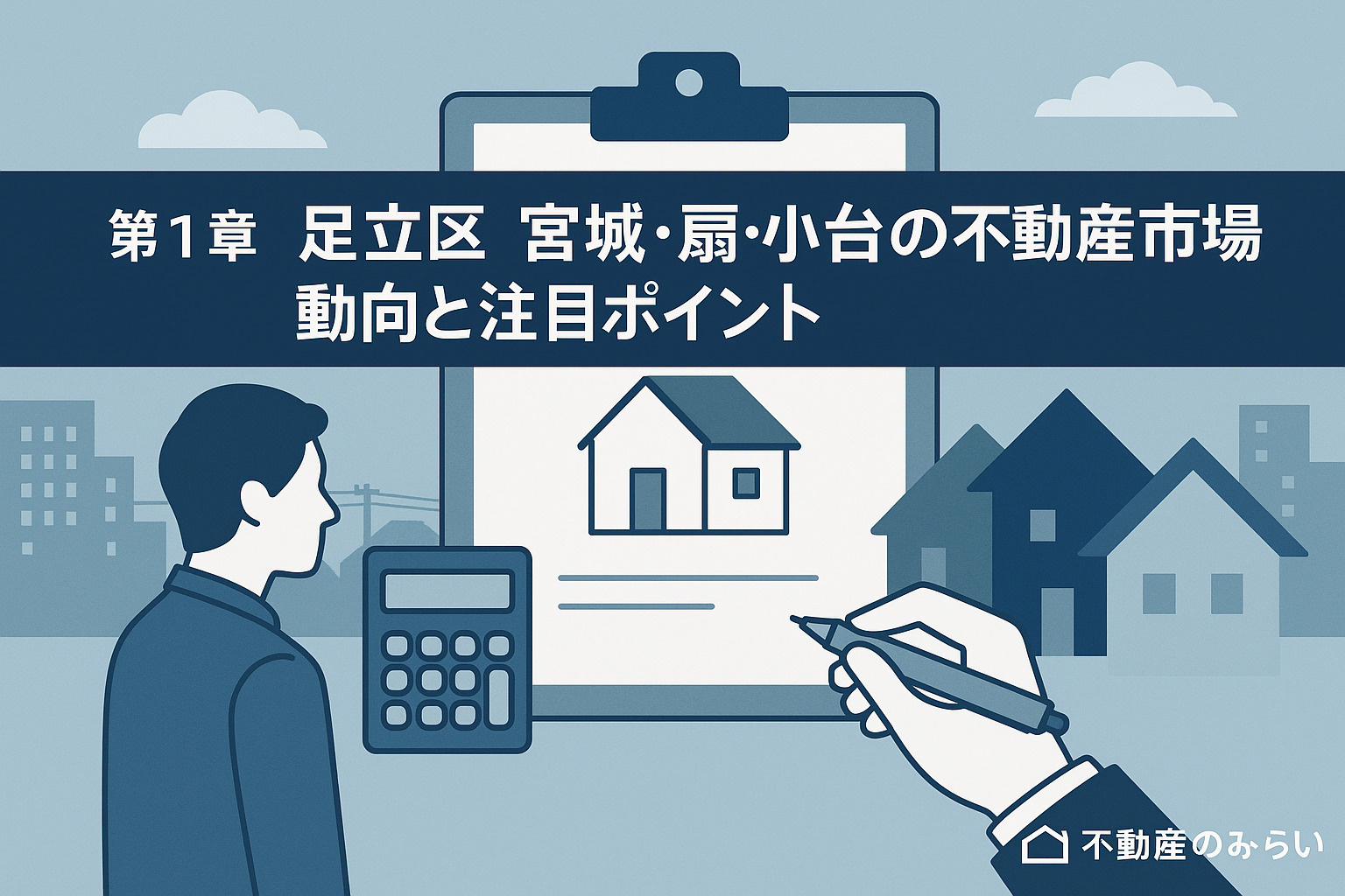 宮城・扇・小台の地図とグラフ。不動産市場動向を示すイメージ。
