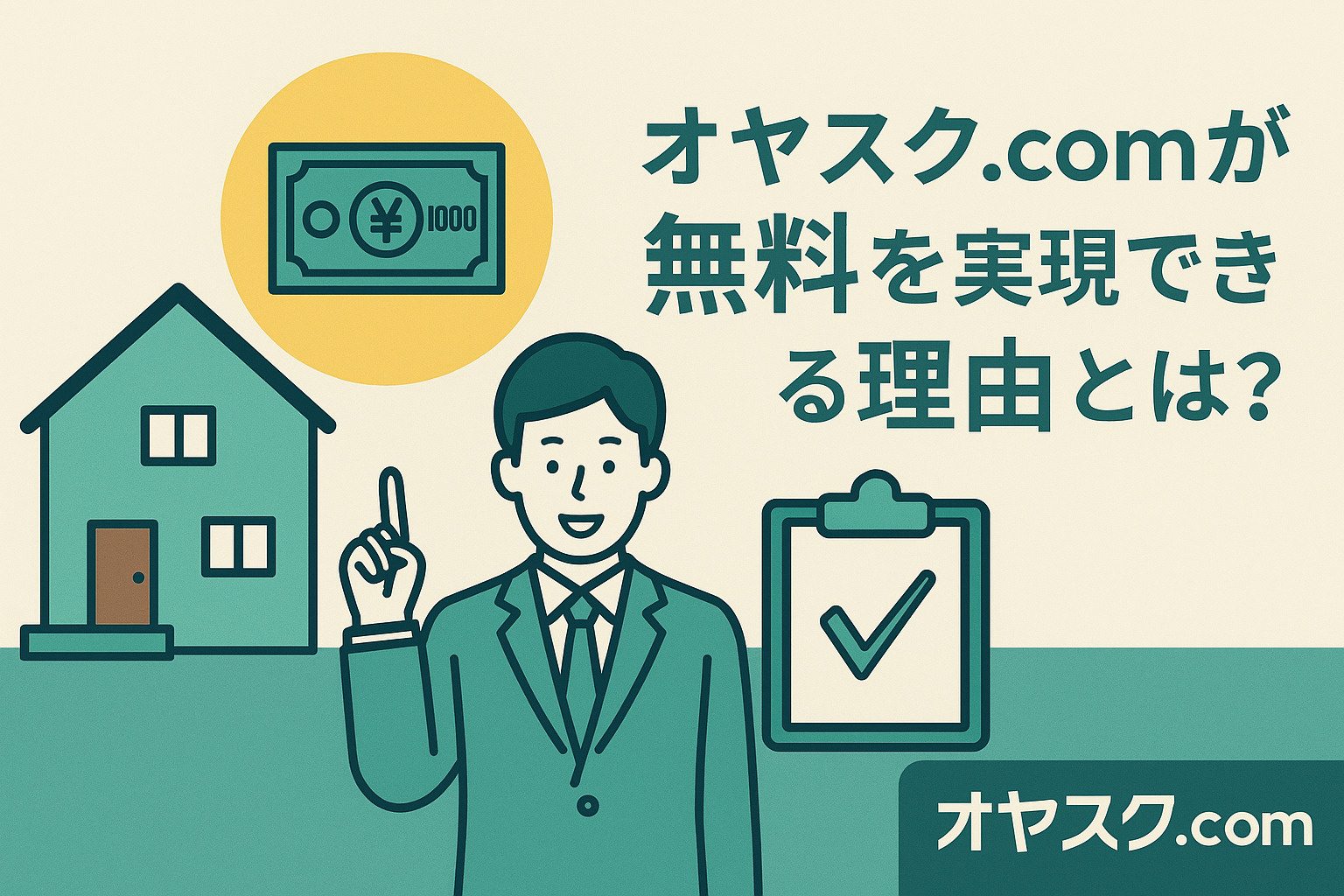 オヤスク.comが無料を実現する理由と信頼性を伝えるイメージ