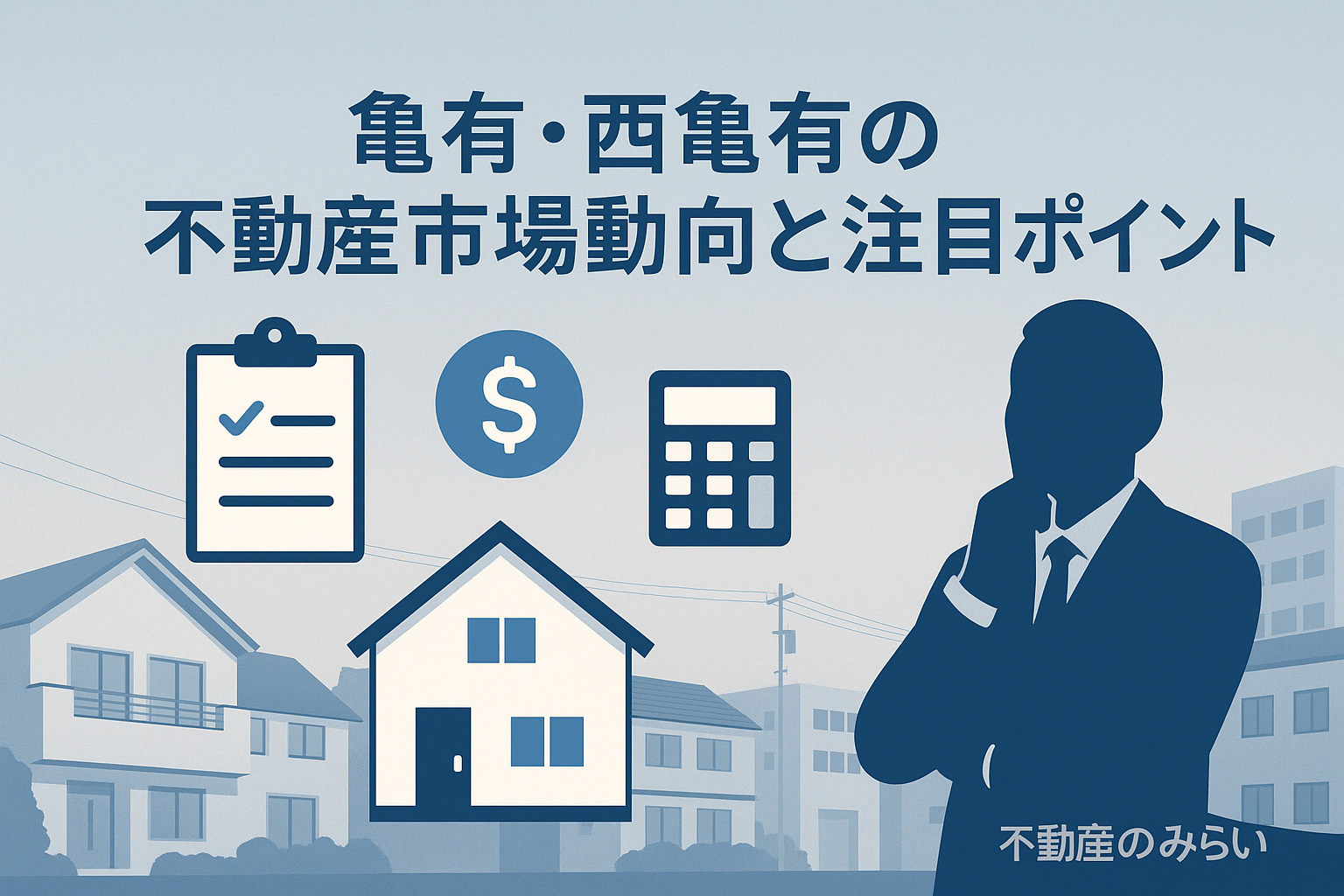 亀有駅を中心にした地図と上昇グラフ。地域の不動産市場動向と注目ポイントを表現。
