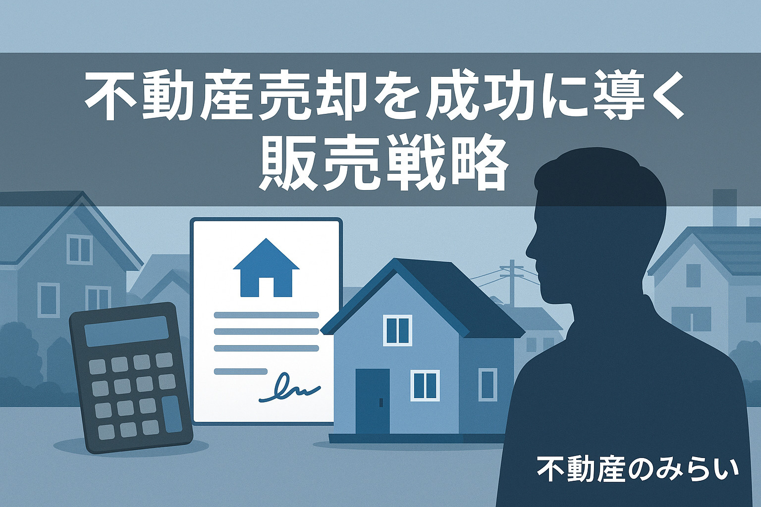 家の前で握手する人物シルエット。信頼・実例・成功のポイントを表現したイラスト。