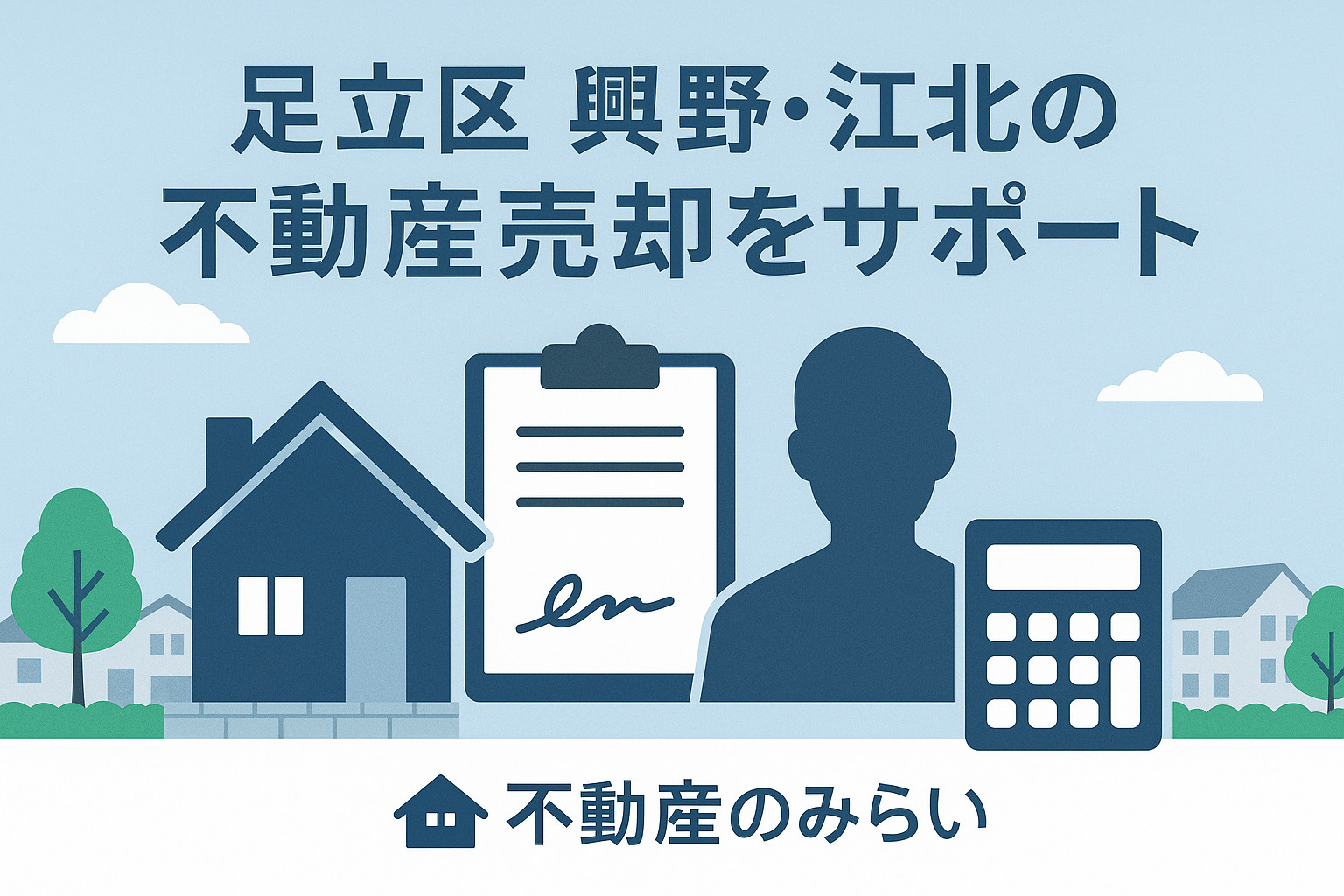 登記簿・印鑑・鍵・フォルダーを配置し、相続や空き家、共有名義問題の整理を象徴。