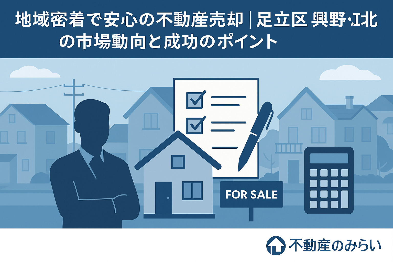 新居へ向かう家族の後ろ姿。住み替えや再出発の希望を描いたイラスト。