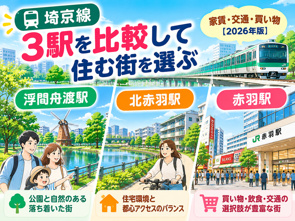埼京線の住みやすい駅は？浮間舟渡・北赤羽・赤羽を家賃・交通・買い物で比較【2026年版】の画像
