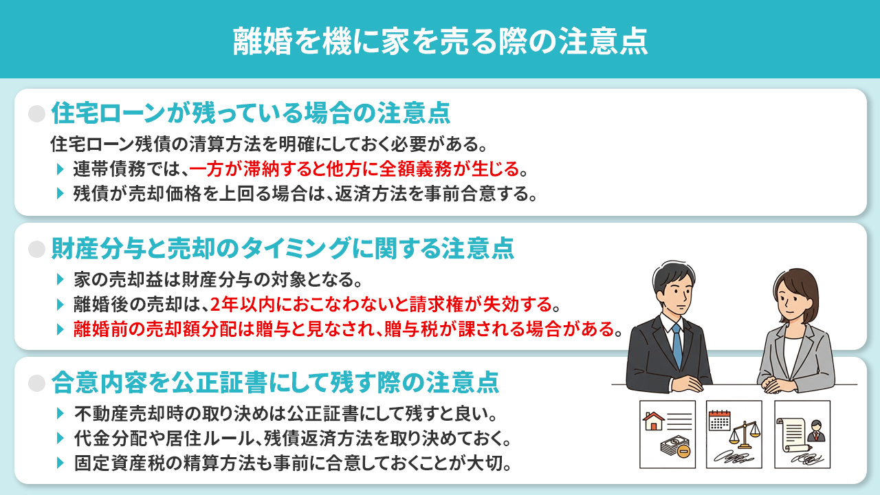 離婚を機に家を売る際の注意点