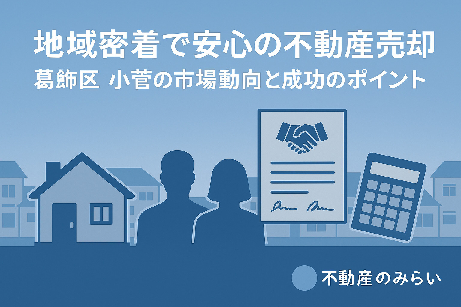 	葛飾区小菅の街並みと光の道を描いた不動産売却まとめ画像