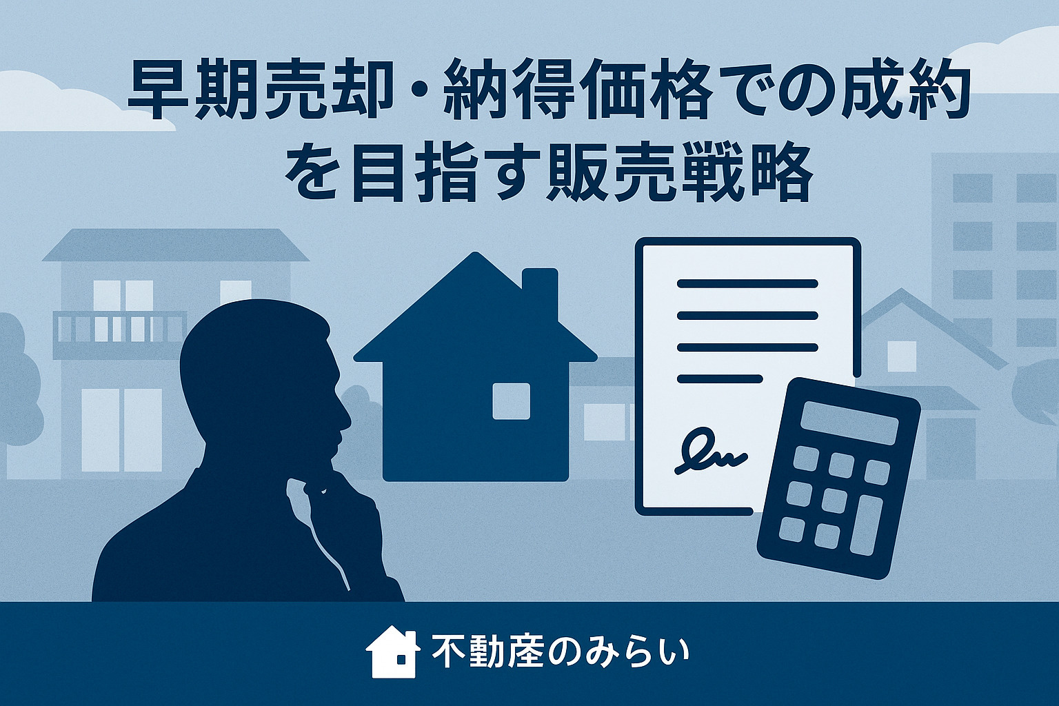 「住み替えと再出発を象徴する家族の後ろ姿と明るい街並みのフラット画像」