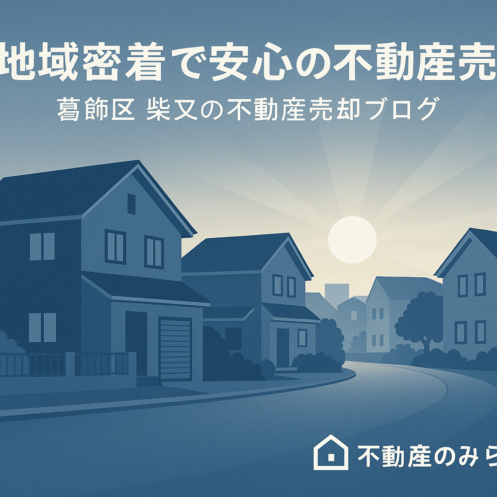 「柴又の街並みに朝日が差す不動産売却ブログまとめ用の画像」