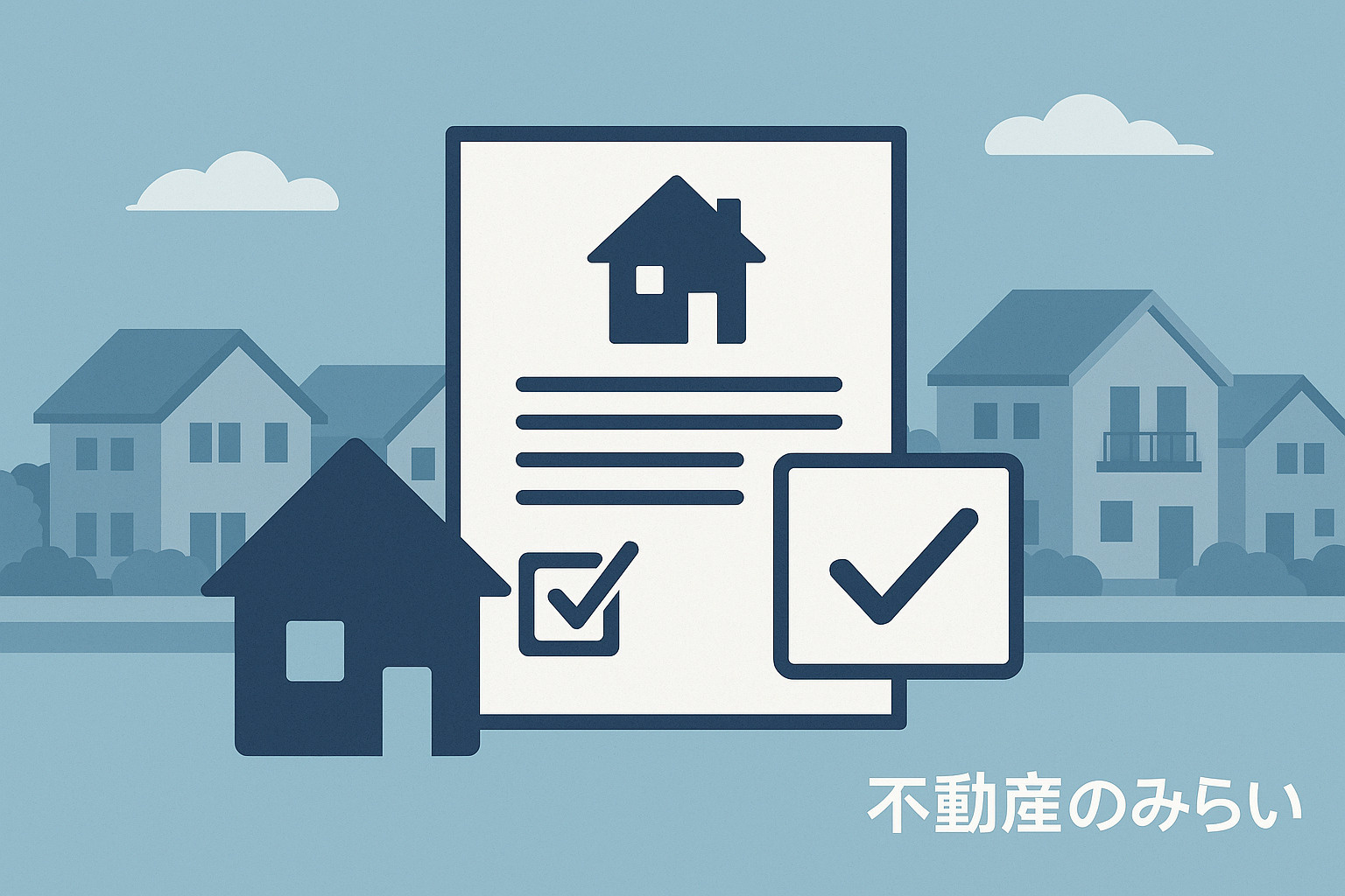 鹿浜・新田・加賀エリアの売却戦略を示す書類と家のアイコンを使った画像