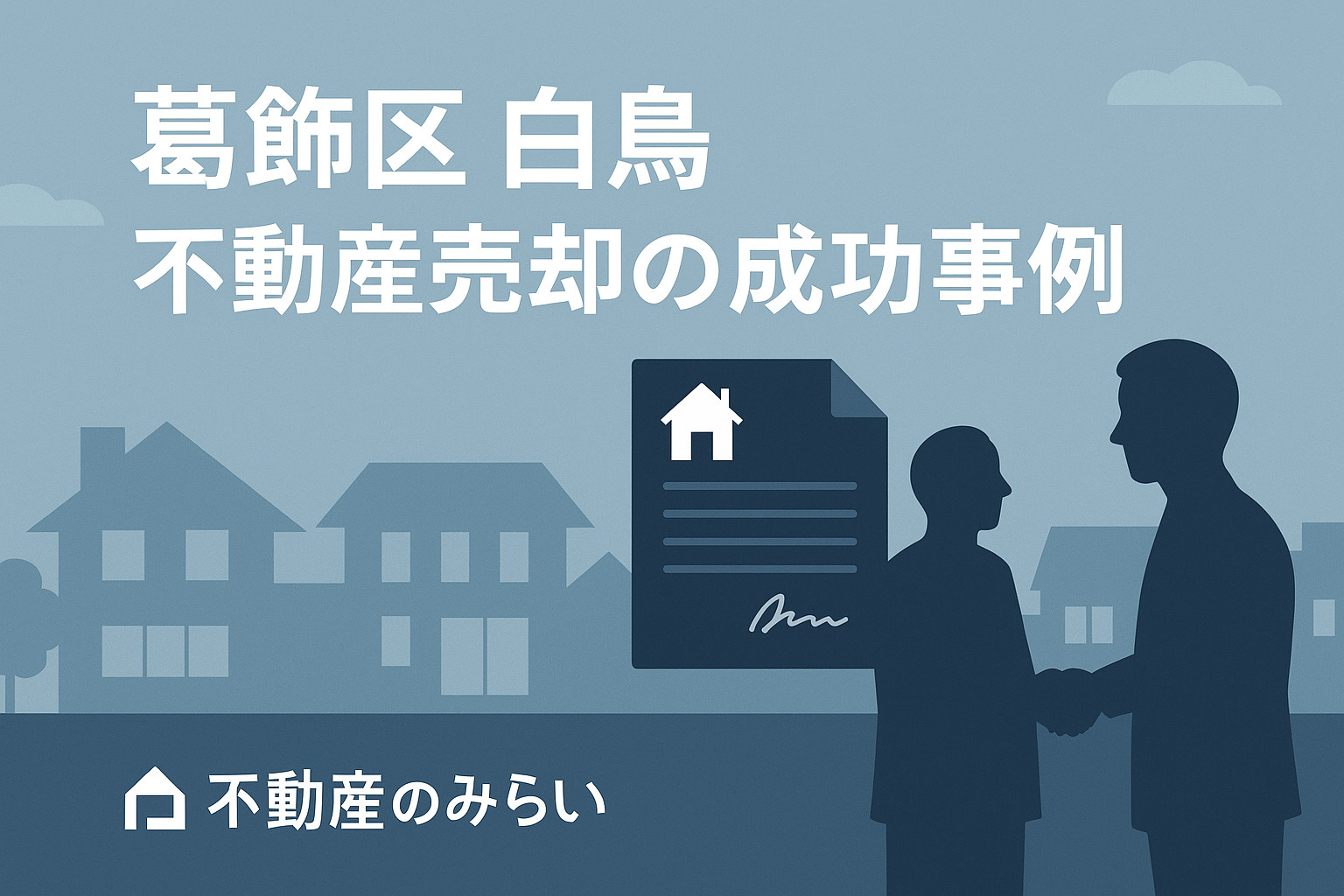 白鳥の不動産売却戦略を象徴する書類と家のフラットデザイン画像