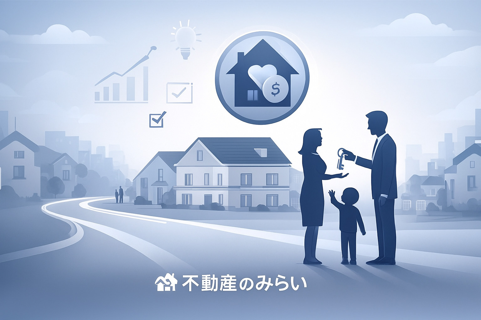 新小岩の相続売却成功事例を表現する家族・家のイラスト
