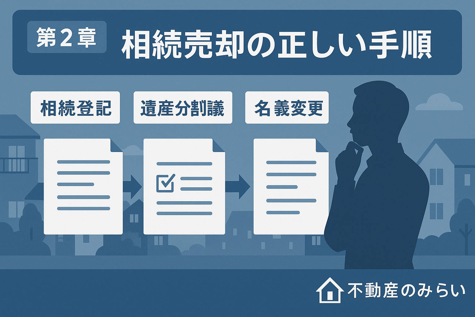 相続登記や名義変更など手続きの流れを示すガイド画像