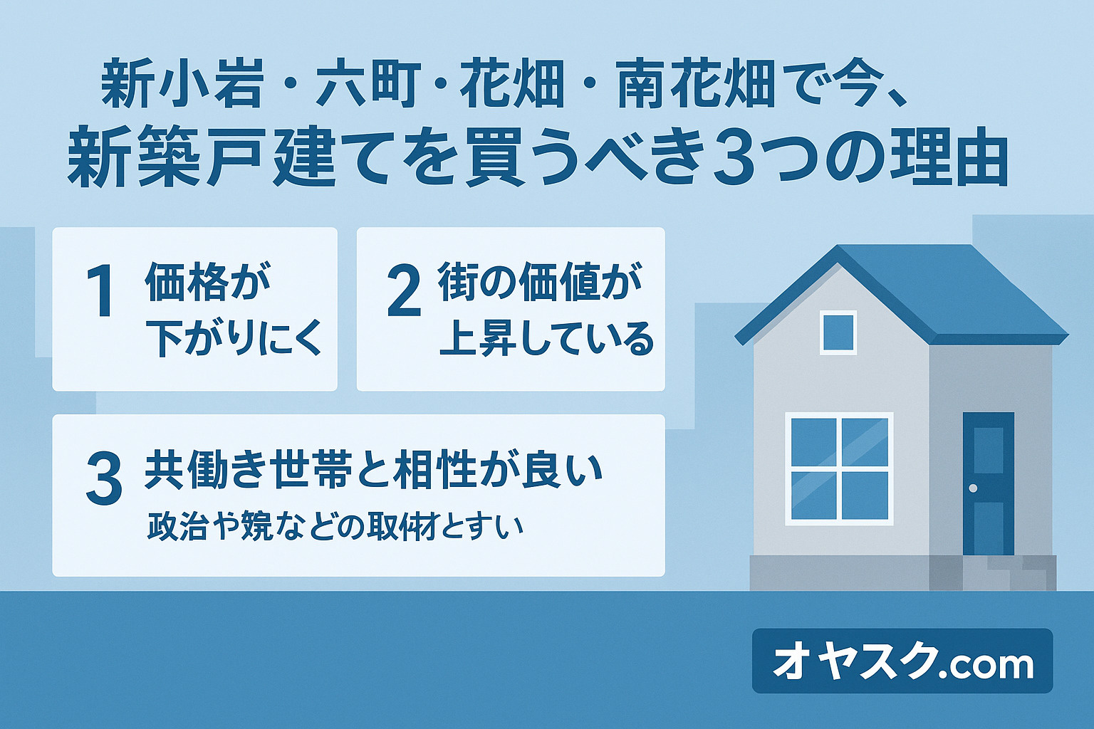 新小岩・六町・花畑・南花畑で今買うべき3つの理由｜新築戸建て相場解説