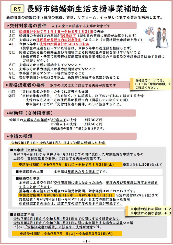 【2025年版】長野市・結婚新生活支援事業補助金まとめの画像