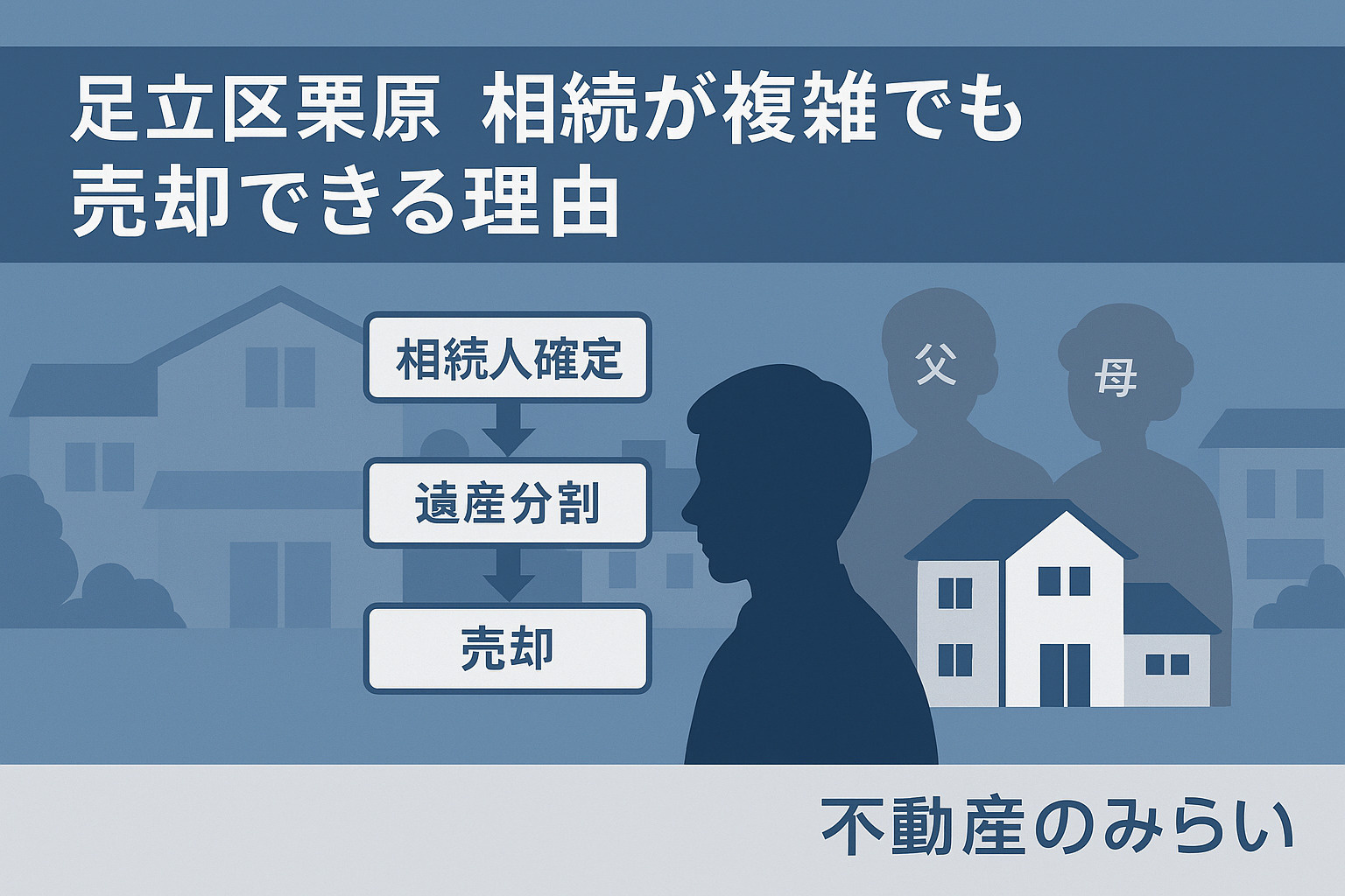 足立区栗原の相続不動産売却の流れを示す図解アイキャッチ