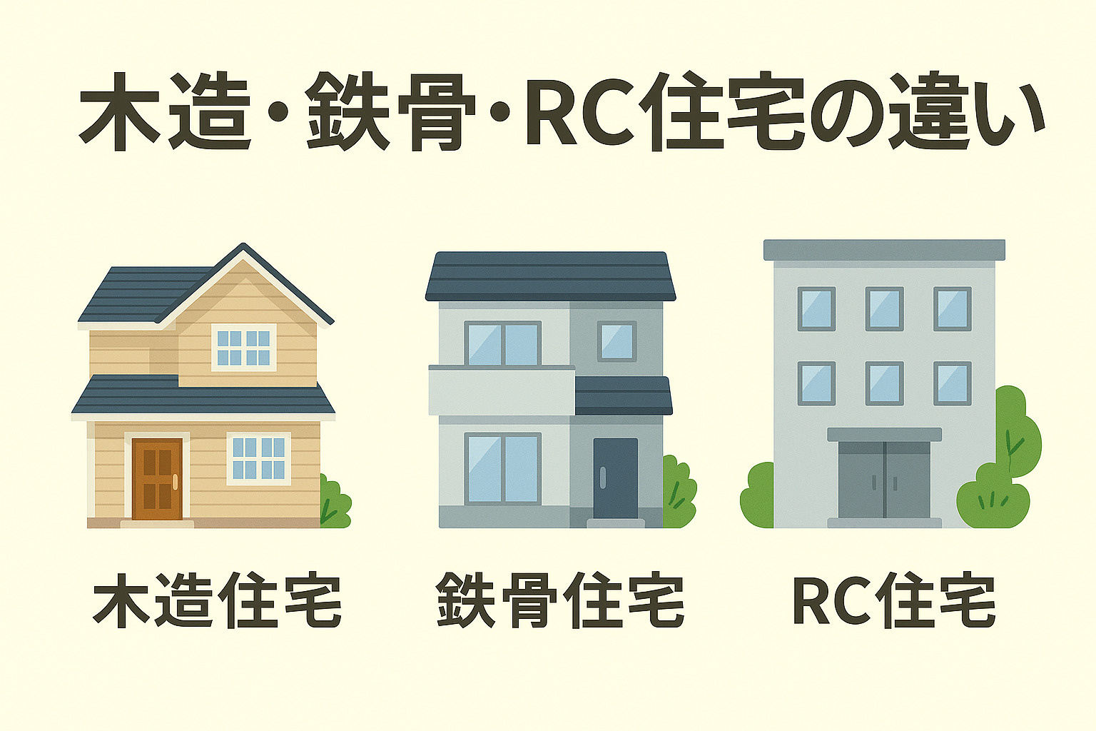 木造・鉄骨・RC住宅の違いの画像