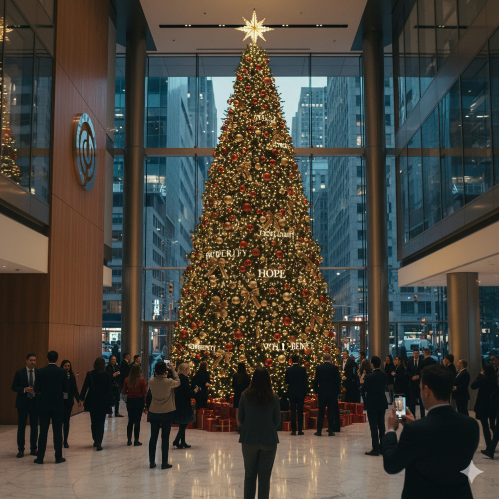 なぜビルのエントランスにクリスマスツリーを飾るのか？の画像