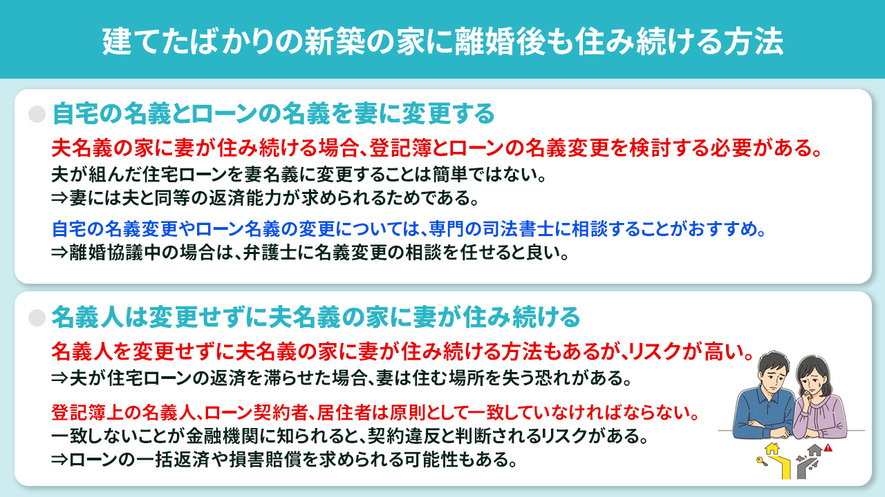 建てたばかりの新築の家に離婚後も住み続ける方法
