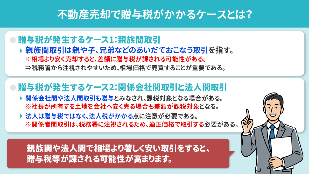 不動産売却で贈与税がかかるケースとは？