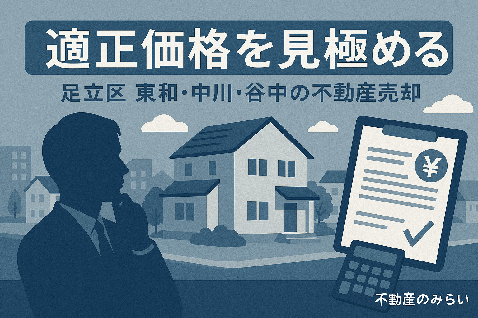 東和・中川・谷中エリアの査定ポイント（道路・日当たり・生活導線）をまとめた画像