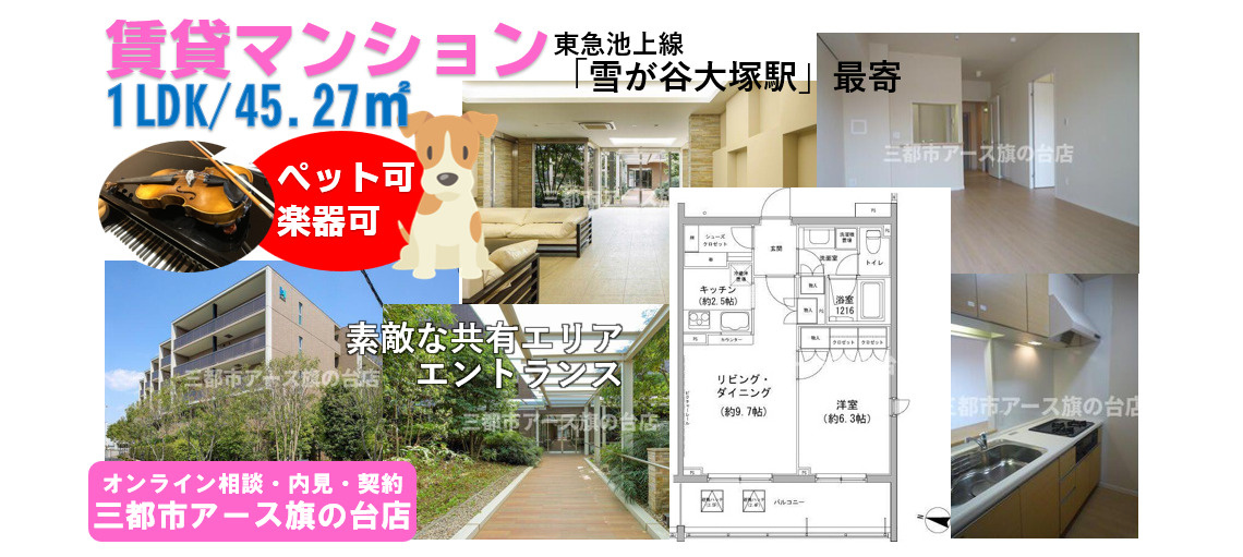 【ヒューリックコート雪が谷】 楽器＆ペット可の賃貸マンション1LDK