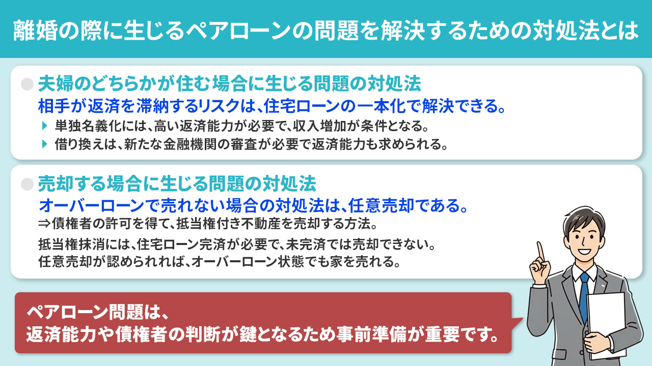 離婚の際に生じるペアローンの問題を解決するための対処法とは