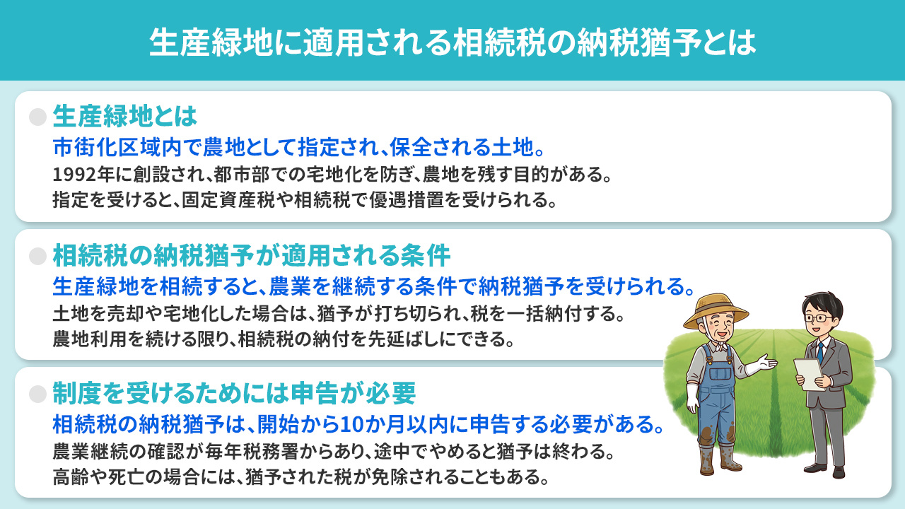 生産緑地に適用される相続税の納税猶予とは