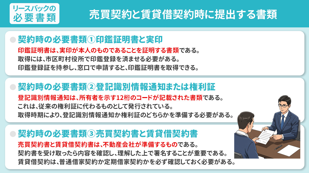 リースバックの必要書類：売買契約と賃貸借契約時に提出する書類