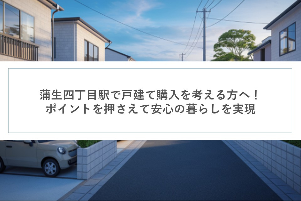 蒲生四丁目駅で戸建て購入を考える方へ！ポイントを押さえて安心の暮らしを実現の画像
