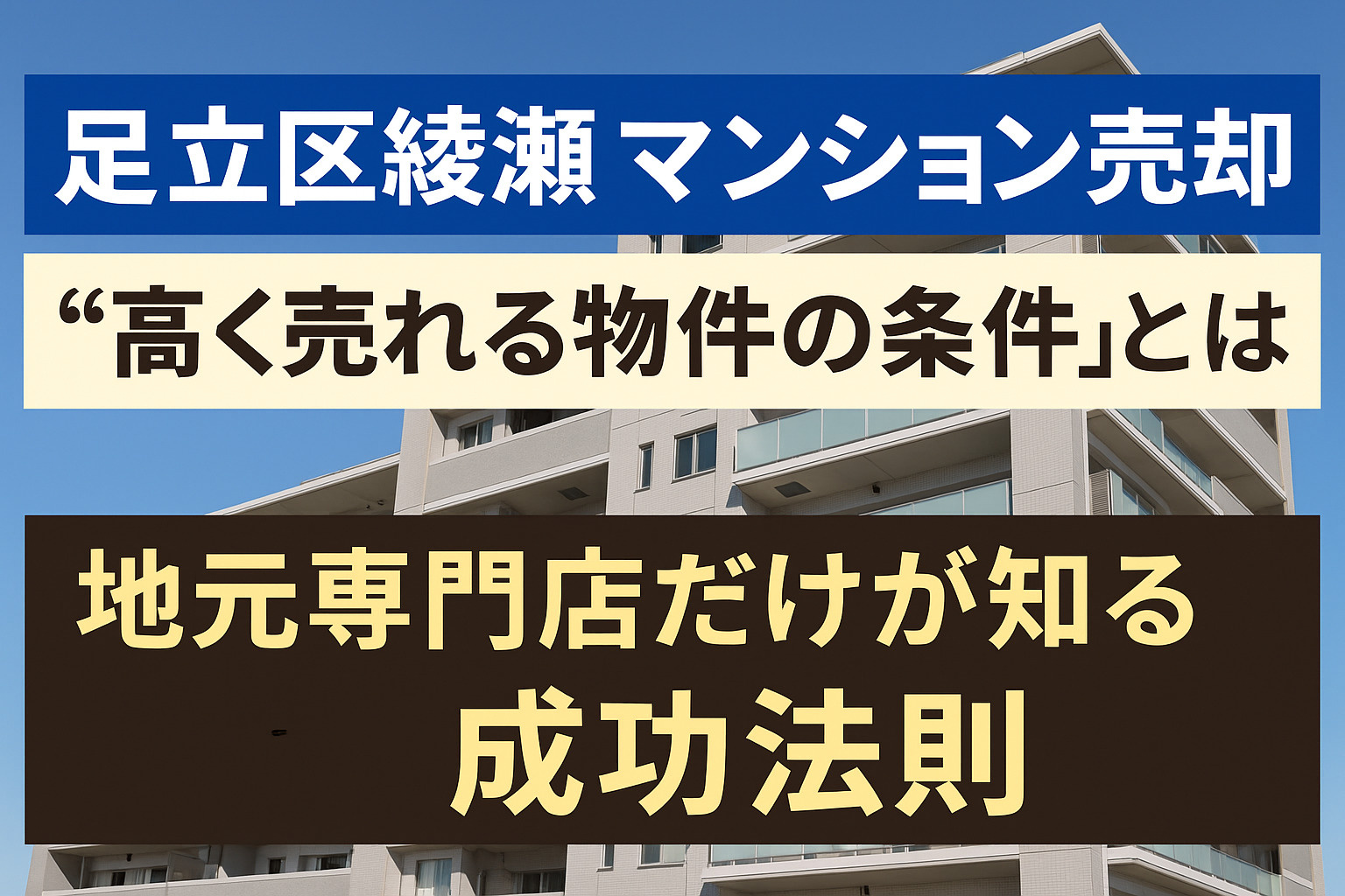 【足立区綾瀬 マンション売却】“高く売れる物件の条件”とは？地元専門店だけが知る成功法則の画像