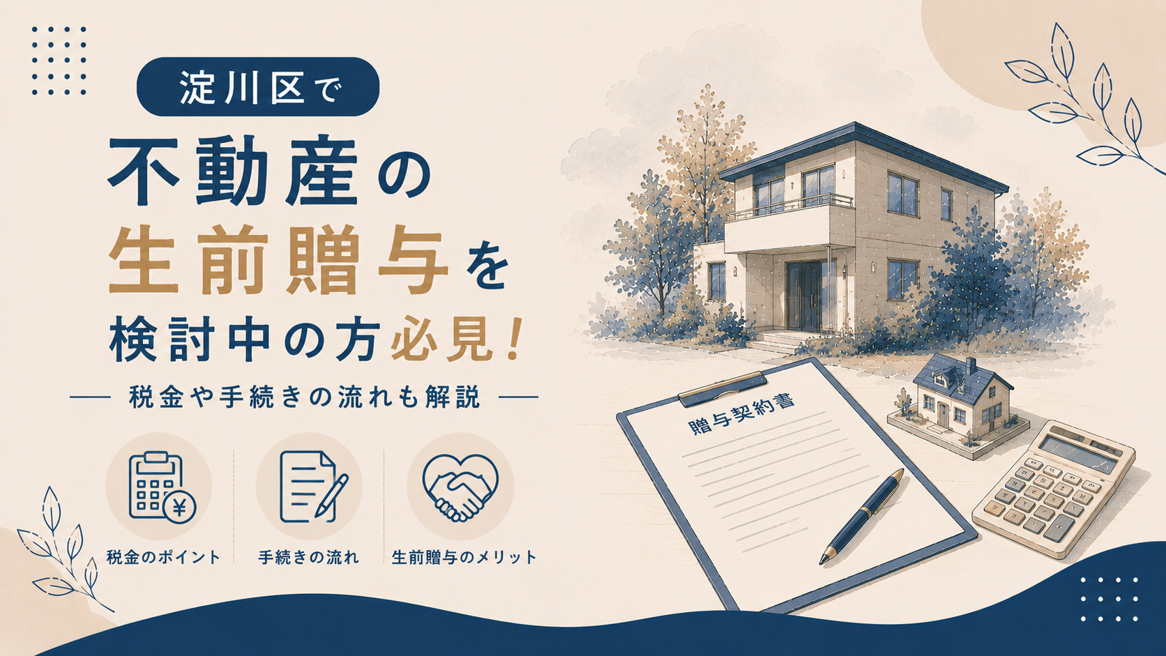 淀川区で不動産の生前贈与を検討中の方必見！税金や手続きの流れも解説の画像